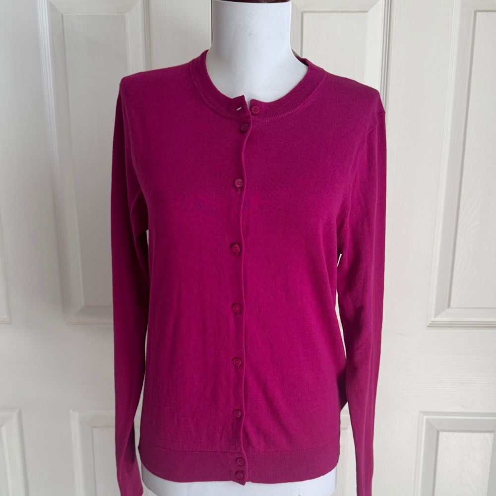 J. Crew Women's Bright Fuchsia Button-Front Cardigan